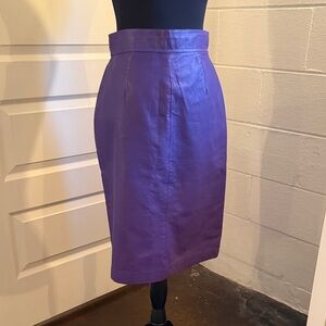 Vintage leather Purple pencil Skirt